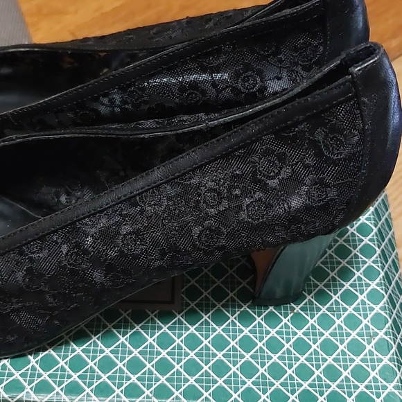 J. Renee Black EMB.Mesh Pandora Kidskin Heels - Picture 3 of 15